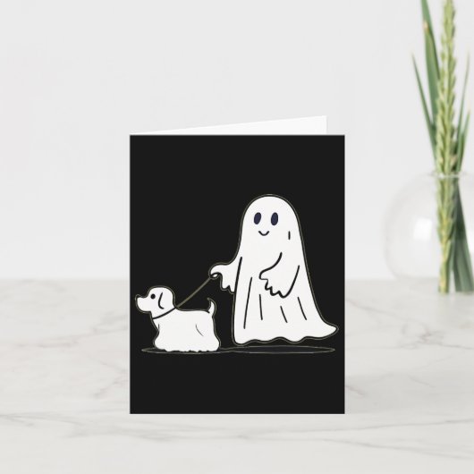 Ghost Walking Dog Ghostie Funny Halloween Hund Lie Karte (Vorderseite)