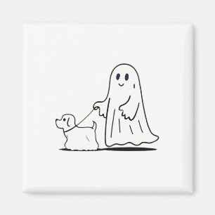 Ghost Walking Dog Ghostie Funny Halloween Hund Lie Magnet