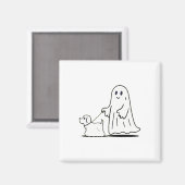 Ghost Walking Dog Ghostie Funny Halloween Hund Lie Magnet (Vorderseite/Rückseite)