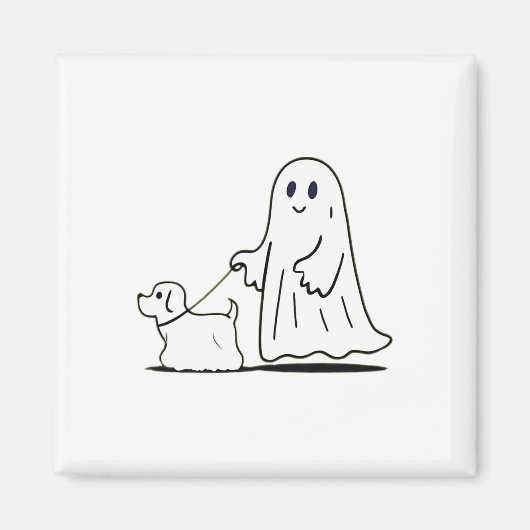 Ghost Walking Dog Ghostie Funny Halloween Hund Lie Magnet (Vorne)