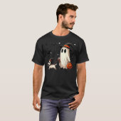 Ghost Walking Dog Spooky Season Halloween T-Shirt (Vorne ganz)