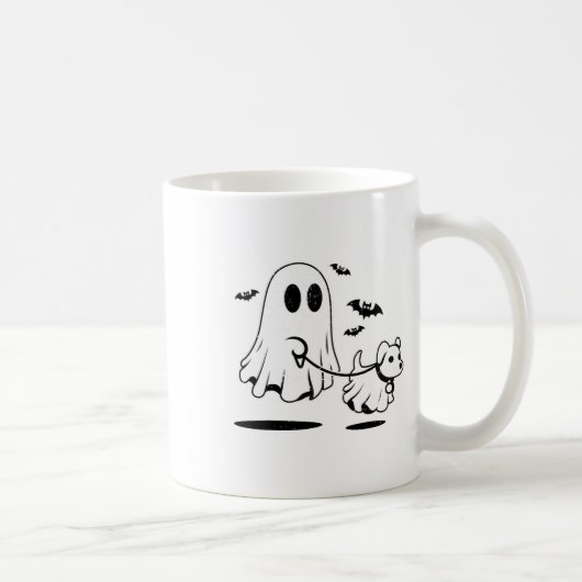 Ghost Walking Dog verkleidet als Ghost Funny Hallo Kaffeetasse (Rechts)