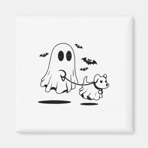 Ghost Walking Dog verkleidet als Ghost Funny Hallo Magnet