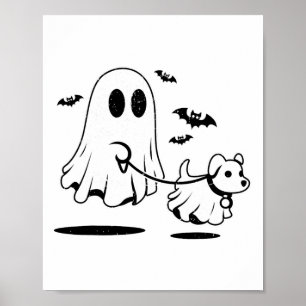 Ghost Walking Dog verkleidet als Ghost Funny Hallo Poster