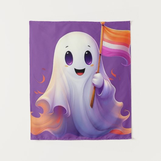 Ghost whit lesbian flag wandteppich (Vorderseite)