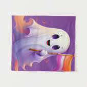 Ghost whit lesbian flag wandteppich (Vorderseite (Horizontal))