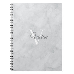 Ghost White Watercolor Monogram Name Notebook Notizblock