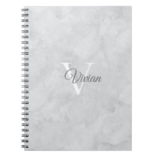 Ghost White Watercolor Monogram Name Notebook Notizblock