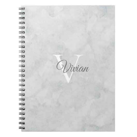 Ghost White Watercolor Monogram Name Notebook Notizblock (Vorderseite)