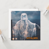 Ghost Wish Happy Halloween Personalisiert Karte (Vorderseite/Rückseite Beispiel)