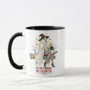 Ghost Witch Broom Ride – Halloween Tasse
