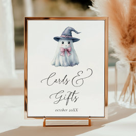 Ghost Witch Hat Halloween Cards Gifts Baby Shower Poster