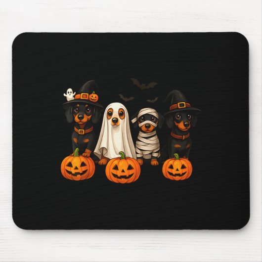 Ghost Witch Mummy Pumpkin Dachshund Dog Costume Ha Mousepad (Vorne)