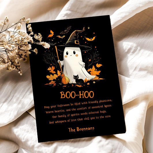 Ghost Witch Oktober Fall Spooky Halloween Karte