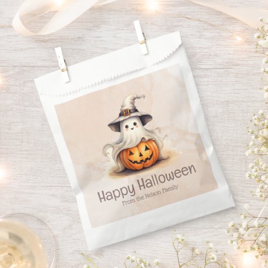 Ghost Witches Hat Jack-O' Lantern Happy Halloween Geschenktütchen (Ausgeschnitten)