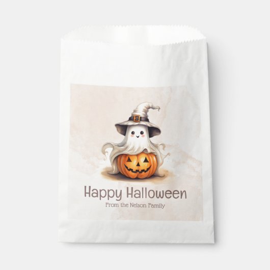 Ghost Witches Hat Jack-O' Lantern Happy Halloween Geschenktütchen (Vorderseite)