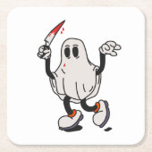 Ghost with blood knife rechteckiger pappuntersetzer (Vorderseite)