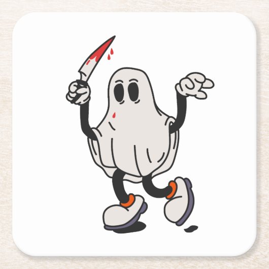 Ghost with blood knife rechteckiger pappuntersetzer (Vorderseite)