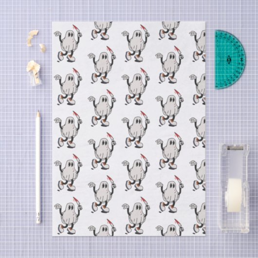 Ghost with blood knife seidenpapier (Handwerk)