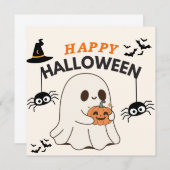Ghost with Pumpkin - Happy Halloween Design Save The Date (Vorne/Hinten)
