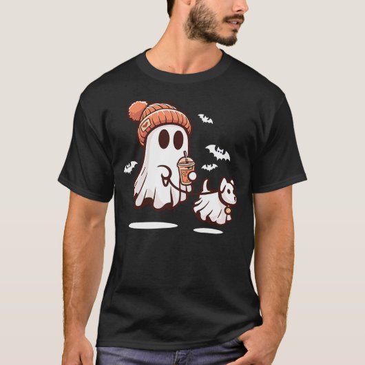 ghost with walking dog halloween T-Shirt (Vorderseite)