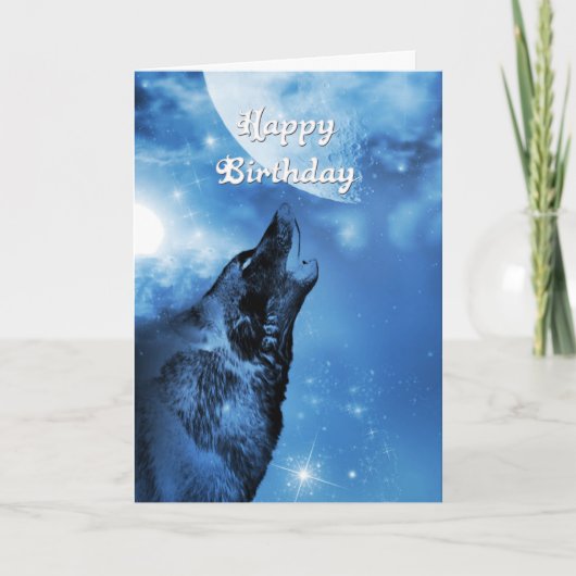 Ghost wolf howling birthday card karte (Vorderseite)
