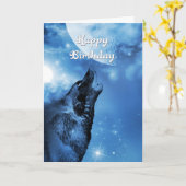 Ghost wolf howling birthday card karte (Gelbe Blume)