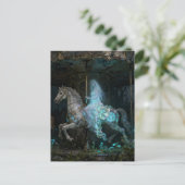 Ghost Woman on Abandoned Carousel Postkarte (Stehend Vorderseite)