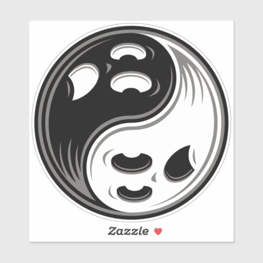 Ghost Yin Yang Black und White Aufkleber (Blatt)