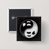 Ghost Yin Yang Black und White Button (Vorne & Hinten)