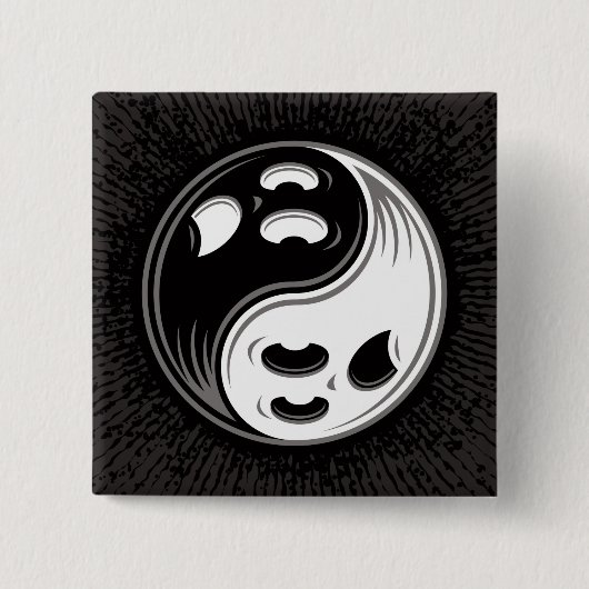 Ghost Yin Yang Black und White Button (Vorderseite)