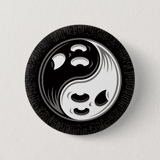 Ghost Yin Yang Black und White Button (Vorderseite)