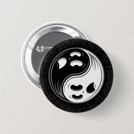 Ghost Yin Yang Black und White Button (Vorne & Hinten)