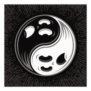 Ghost Yin Yang Black und White Fotodruck