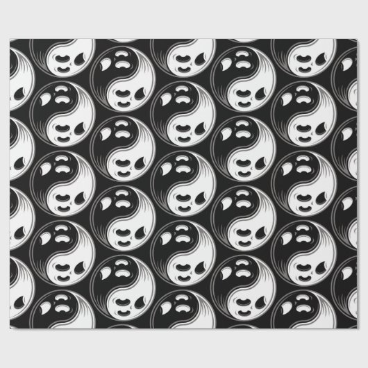 Ghost Yin Yang Black und White Geschenkpapier (Flach)
