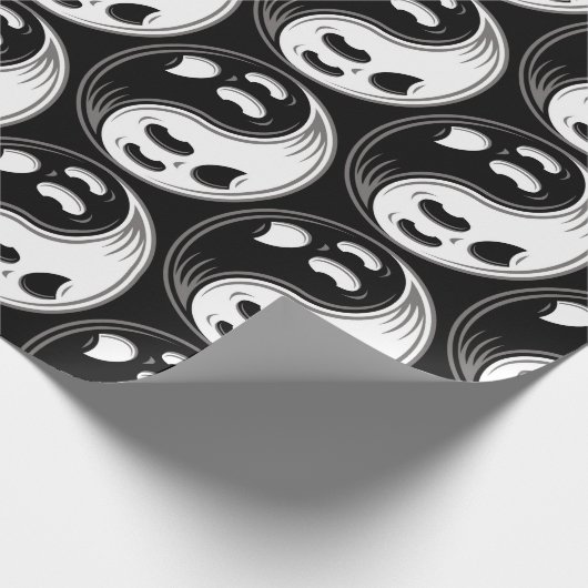 Ghost Yin Yang Black und White Geschenkpapier (Ecke)