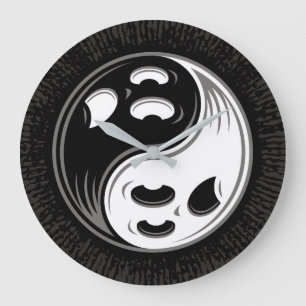 Ghost Yin Yang Black und White Große Wanduhr