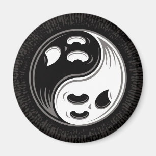 Ghost Yin Yang Black und White Magnet