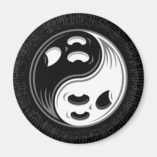 Ghost Yin Yang Black und White Magnet (Vorne)