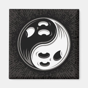 Ghost Yin Yang Black und White Magnet