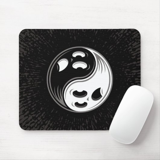 Ghost Yin Yang Black und White Mousepad (Mit Mouse)