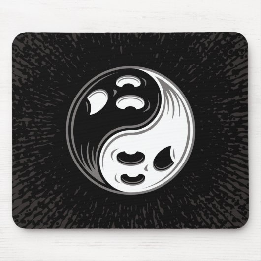 Ghost Yin Yang Black und White Mousepad (Vorne)