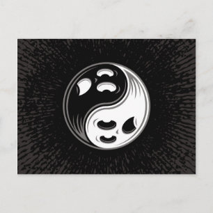 Ghost Yin Yang Black und White Postkarte