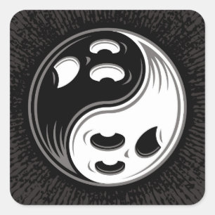Ghost Yin Yang Black und White Quadratischer Aufkleber