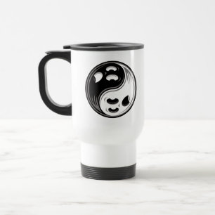 Ghost Yin Yang Black und White Reisebecher