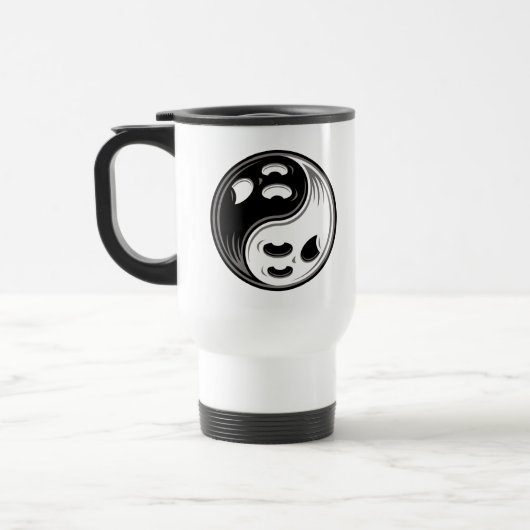 Ghost Yin Yang Black und White Reisebecher (Links)