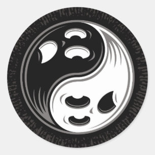 Ghost Yin Yang Black und White Runder Aufkleber