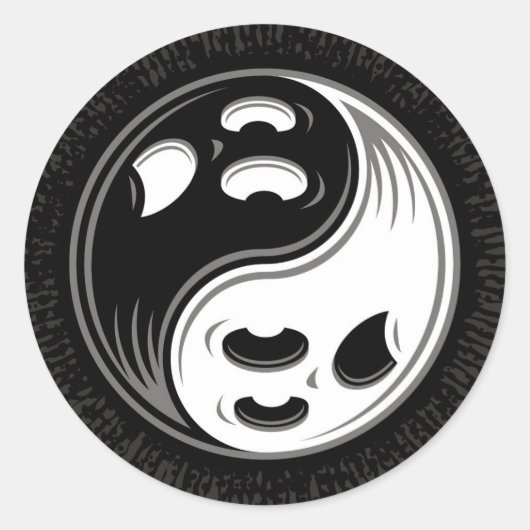 Ghost Yin Yang Black und White Runder Aufkleber (Vorderseite)