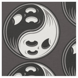 Ghost Yin Yang Black und White Stoff