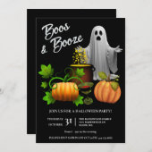 Ghosted Boos und Booze Halloween-Party Einladung (Vorne/Hinten)